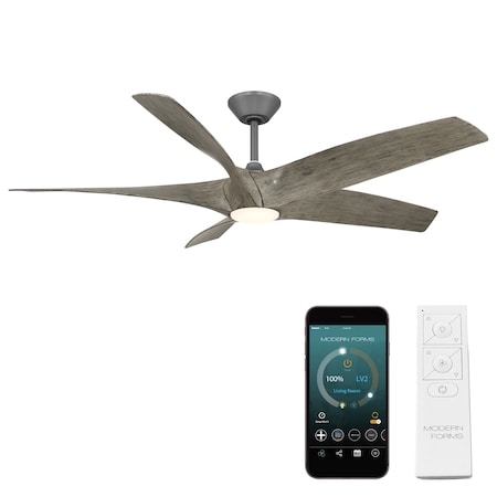 Modern Forms Fans Zephyr Indoor or Outdoor Smart Ceiling Fan 2700-3000-4000-5000K LED in Graphite/Weathered Wood FR-W2401-62L-GH/WW